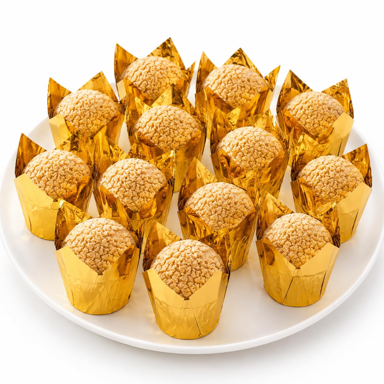Party Hippo Gold Tulip Cupcake Liners, 100 Count Baking Paper Cups, Greaseproof Cupcake Wrappers for Muffins, Cupcakes, Wedding, Birthday, Baby Shower
