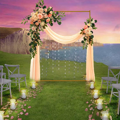 Gold Wedding Arch Backdrop Stand, 6.6FT*5FT Square Balloon and Flower Metal Aluminum Frame for Ceremony, Anniversary, Party, Baby Shower Photo Booth Decoration.