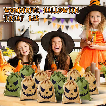 NFAMRZCAR 48 Pcs Halloween Burlap Treat Bags Gift Bags 5"x7" Drawstring Oogie Halloween Trick or Treat Burlap Bag Candy Bags for Party Favors Supplies (Colorful, 2 STYLE 48PC)