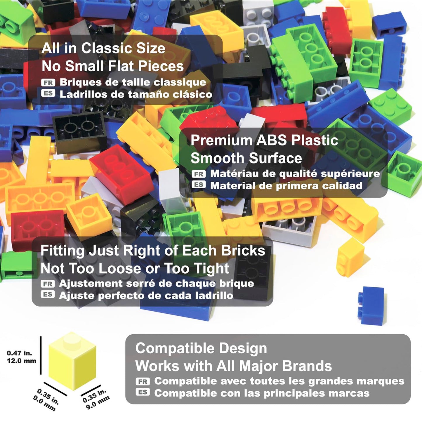 Bestoyz 1000 Pieces Building Blocks, Bulk Classic Building Bricks Toy, Big Box of Basic Bricks, Compatible with Major Brands, Educational Construction Toys & Gifts for Kids 4+