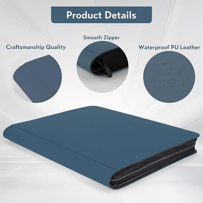 Toploader Binder,16 Pocket Top Loader Binders for 3" x 4" Rigid Cards,Toploader Card Binder for Hard Plastic Top Loaders,Holds 640 Top Loaders(Blue)