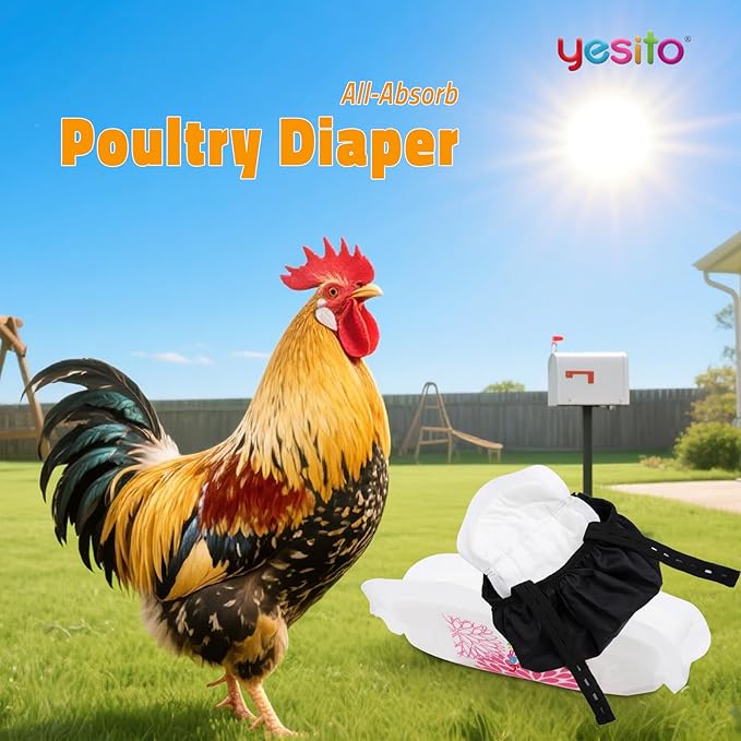 Adjustable Chicken Harness Diaper (5.4ft Leash) – Breathable & Washable Secure Training for Hens, Ducks & Chicks | Outdoor Walking & Discipline Solution,Black