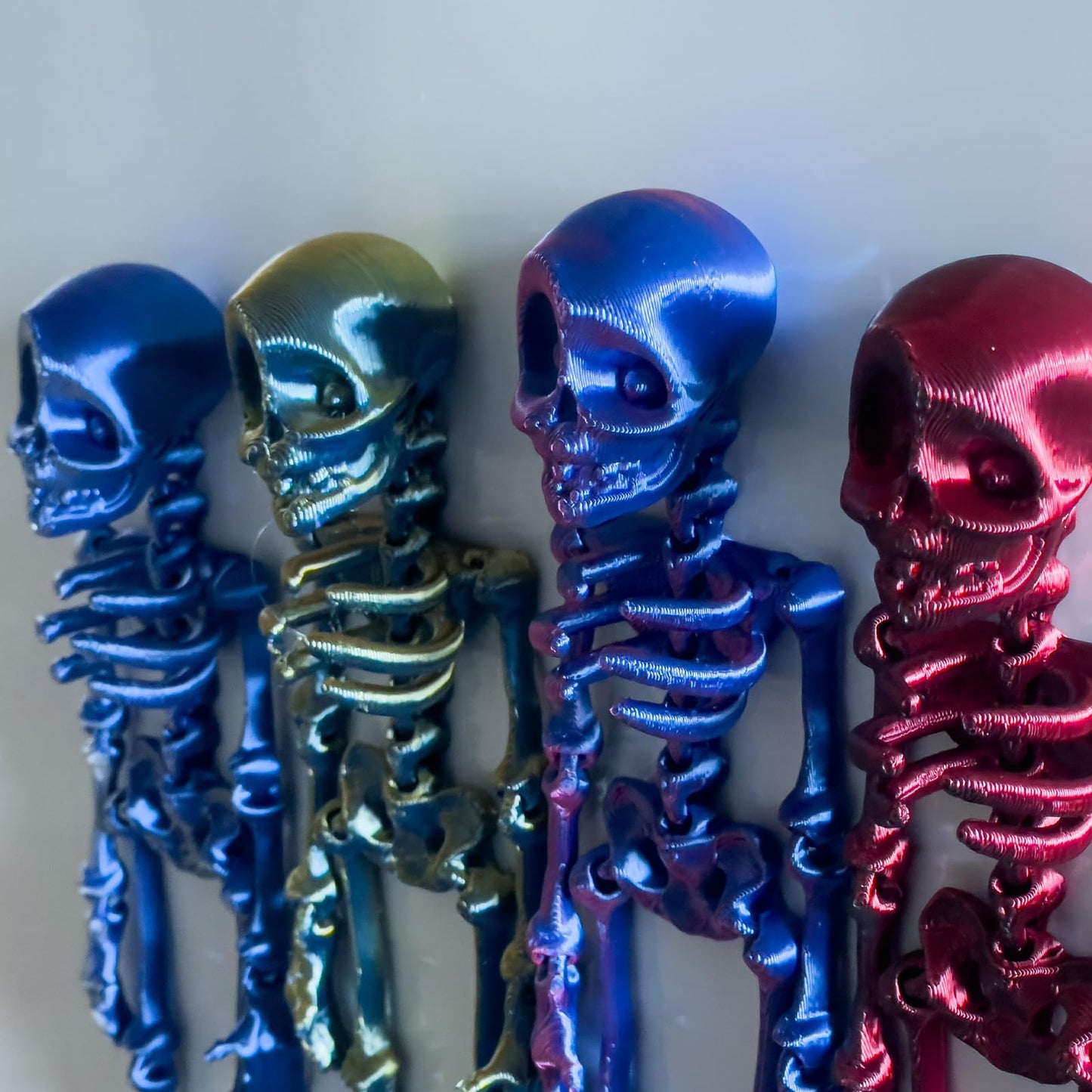 Lacabin Poseable Skeleton Fridge Magnets Set of 4, Funny 3D Skull Refrigerator Decor for Halloween