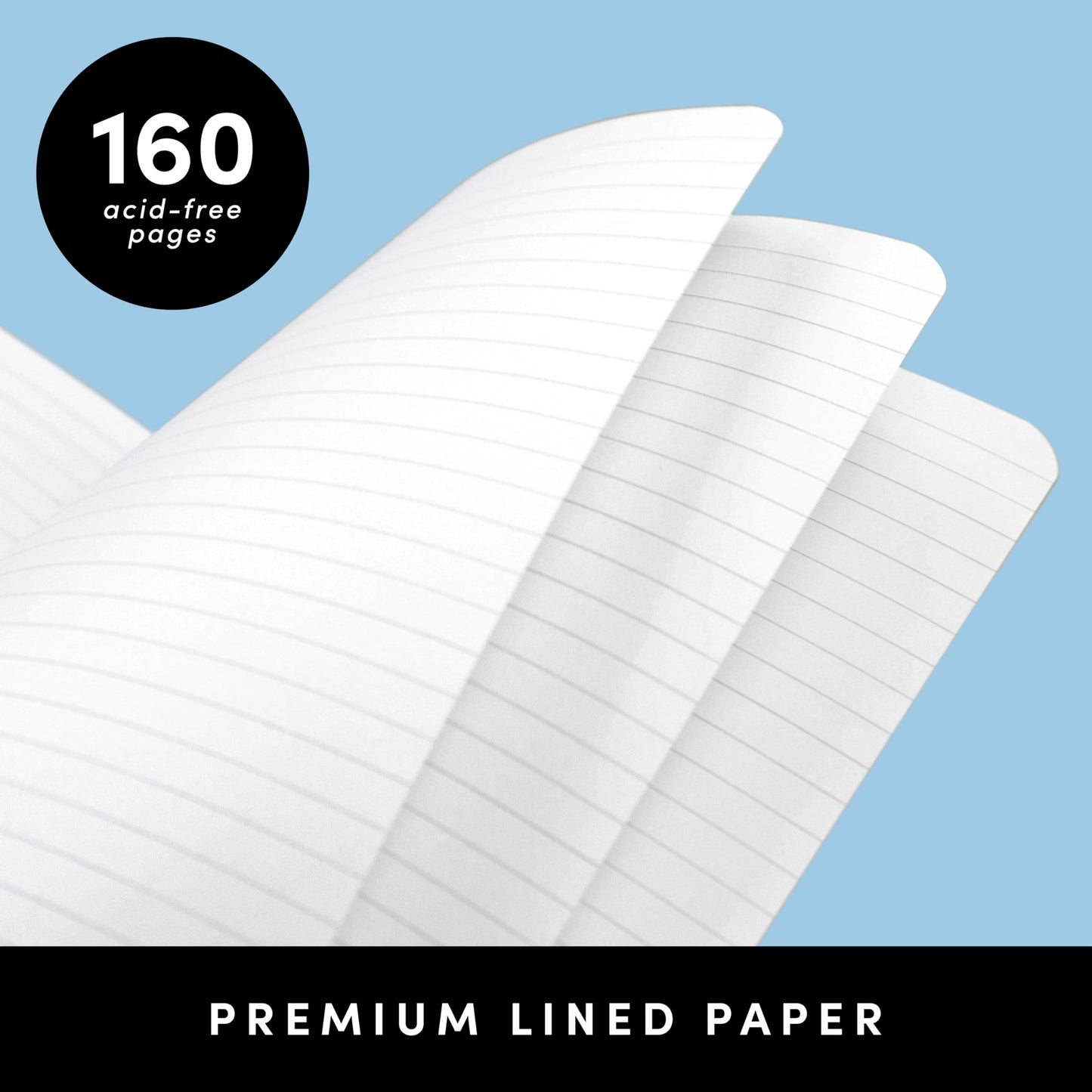 PAPERAGE Softcover Lined Journal Notebook (Black), 160 Pages, Medium College Ruled Notebook, 5.6 inches x 7.9 inches - 100 GSM Thick Premium Paper, Soft Vegan Leather Journal for Home, Work & School