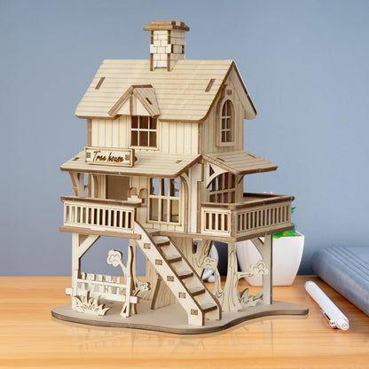Foyucool 3D Wooden Puzzle for Adults, DIY Creative Treehouse Design Model Kit, Creative Assembly Model Building Kits to Build for Adults, DIY Assembly Puzzle for Christmas Day