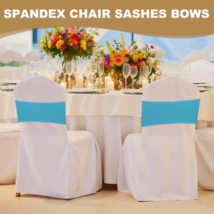 PATIKIL Premium Spandex Chair Sashes Bows, 50 Pcs Elastic Stretch Chair Cover Band Ties with Slider Buckle for Birthday Party Banquet Wedding Decoration, Dark Coffee