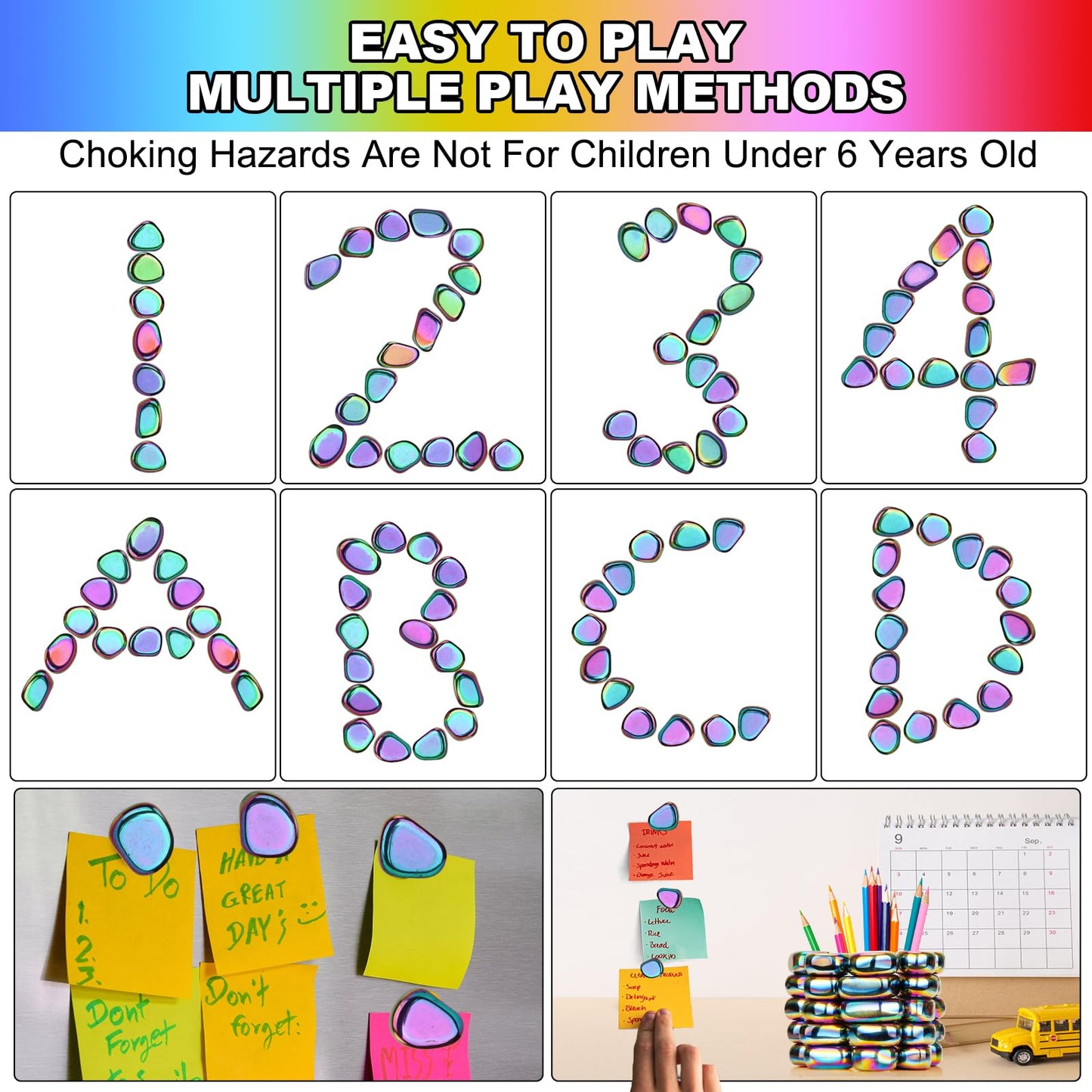28 Pack Rainbow Fridge Magnetic Magnets, Small and Strong Magnets for Wall Stickers, Strong Refrigerator Magnets Heavy Duty for Whiteboard, Office, Classroom, Kitchen Accessories, Home and Cabinet