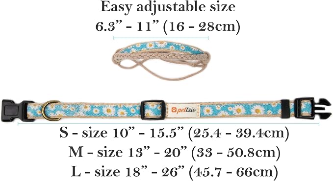Pettsie Hemp Dog Bandana Collar & Matching Owner Friendship Bracelet | Matching Friendship Bracelet, Durable Hemp, Adjustable, Secure D-Ring, Soft & Comfortable, Turquoise