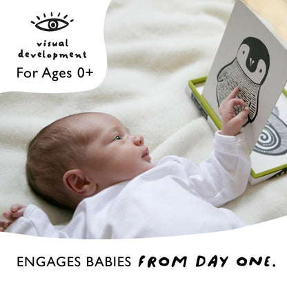 Wee Gallery Art Cards for Baby, Durable High Contrast Black and White Animal Flashcards for Newborns, Brain Development,Tummy Time Essentials for Infant and Toddler - Black and White Animals