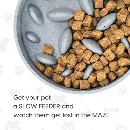 Slow Feeder for Dogs|Dog Bowl Small|400 Ml|Pet Bowl Made with Rice Husk and Bamboo Fibers|Dog Food Bowl|