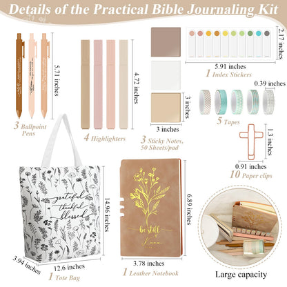 Patelai 29 Pcs Bible Study Supplies Journaling Kit with Christian Cup Tote Bag for Women Gifts Set Pastor Wife Friend Sister Church Religious Sunday School Birthday Gifts(White)