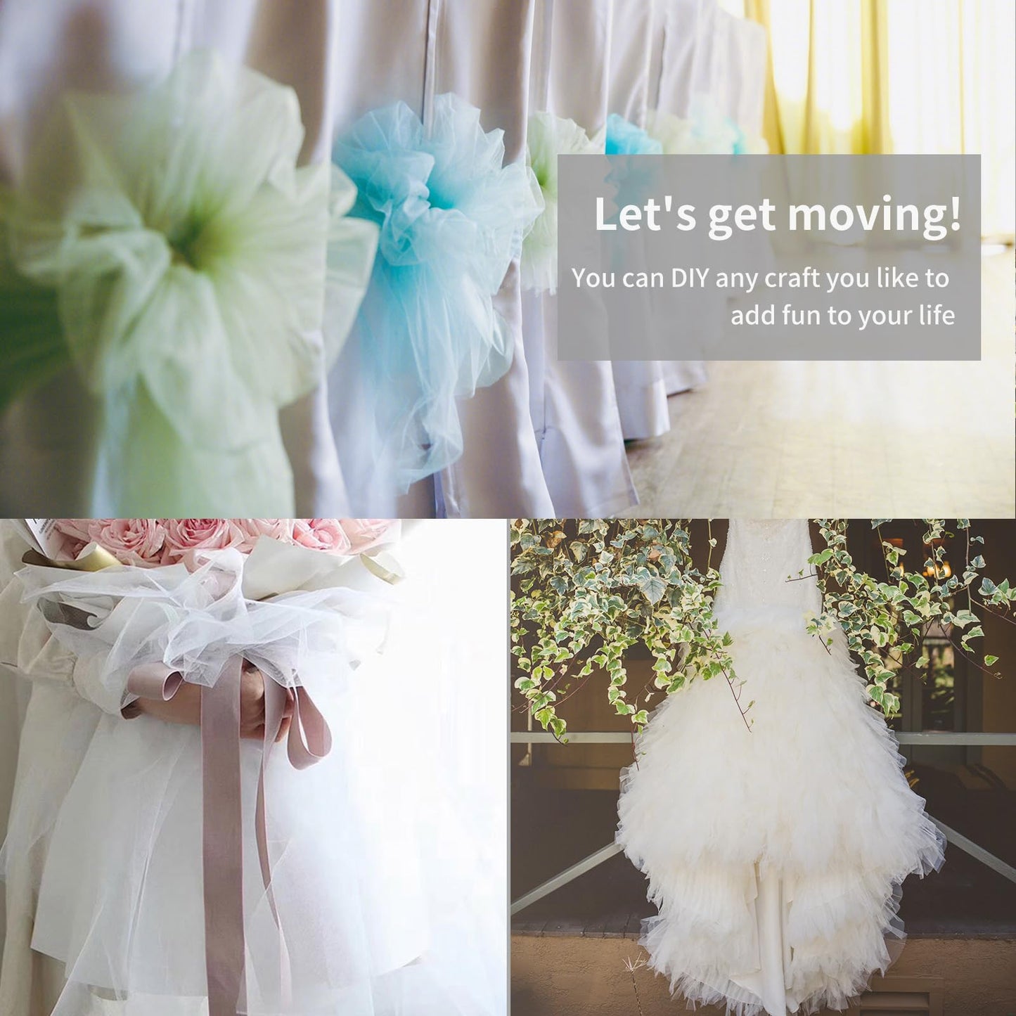 SAYUAN Ivory Tulle Fabric Rolls 6 Inch by 100 Yards (300 feet) Tulle Roll for DIY Tutu Skirt Baby Shower Birthday Party Wedding Decorations Crafts