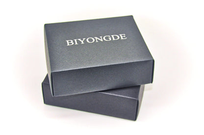 BIYONGDE Handmade Black Braided Leather Bracelet, Black Stainless Steel Clasp, Mens Cool Classic Stylish