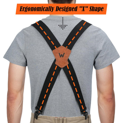 WELKINLAND 2-Piece Clip-On Suspenders Set, Comfy 2 Inch Suspenders for Men, Suspenders for Men Heavy Duty, Sturdy Work Suspenders for Mens Elastic, Adjustable mens gift set