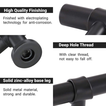 Goldenwarm 10 Pack Black Cabinet Knobs Black Kitchen Cabinet Knobs Kitchen Drawer Handles T Bar Dresser Handles Modern Pulls for Drawer, 2 Inch Overall Length