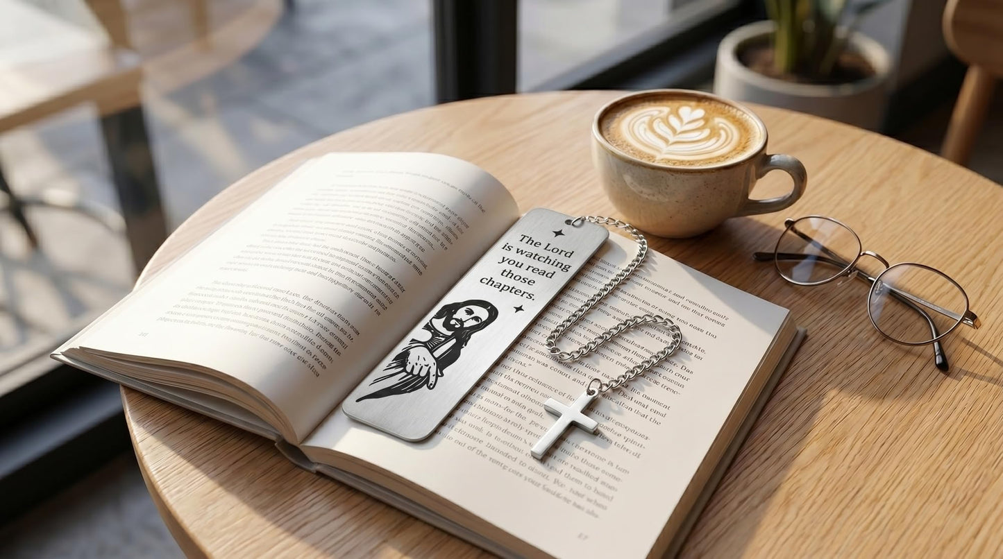 Funny Gifts Bookmark for Women Men Best Friend Sister Gag Gift for Book Lovers Christian Book Marker with Chain Jesus Reading Gift for Reader Birthday (1)
