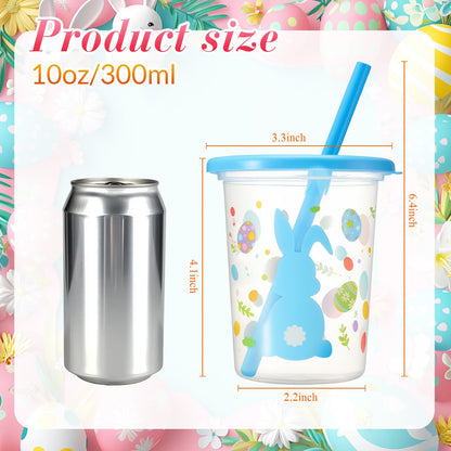 Nuanchu Cute Easter Plastic Cups with Lids and Straws Color Cups Reusable Tumbler with Lid and Straw for Coffee Cold Drinking Travel Parties(Innovative Color,12 Pcs)