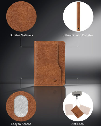 FINPAC for MagSafe Wallet, Stronger Magnetic RFID Blocking Minimalist Phone Wallet for iPhone, Galaxy, Pixel, MagSafe Compatible Card Case, Detachable Bifold for Men & Women, Brown