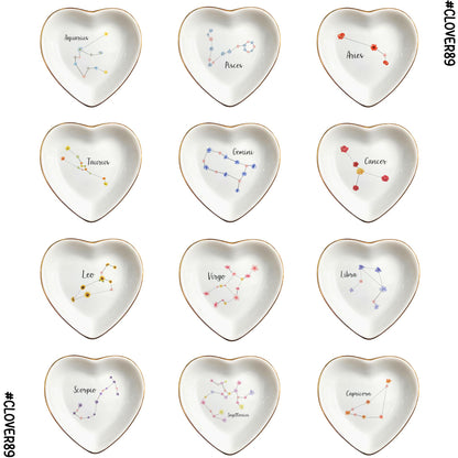Aquarius Constellation Jewelry Dish, Birth Month Flower Trinket Tray for Earrings Necklaces, Zodiac Gift for Birthday Wedding Christmas Valentine, Gift for Aunt Mom Her (Taurus (Apr 20 - May 20))