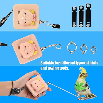 Bird Leash Bird Traction Rope Parrot Flying Rope Adjustable Small Animal Walking Harness 20FT/236IN with 6 Different Sizes of Soft Foot Ring (20FT, White cat)