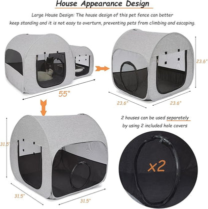 Portable Cat Playpen, Delivery Room, Enclosure, Postoperative Recovery, House Design for Better Standing, Foldable Pet Tent for Indoor and Outdoor Use, Cat Houses & Condos (Light Grey)