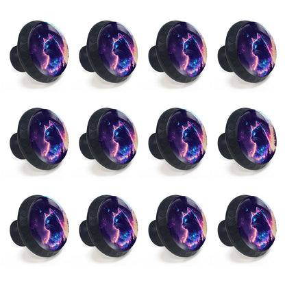 Artinhand 12 Pack Purple Cat Cabinet Knobs for Kitchen Bathroom