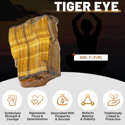 1.1lb Bulk Raw Tiger Eye Stone Rough Crystal-Natural Tiger Eye Raw Stones Crystal for Tumbling, Cabbing, Fountain Rocks, Decoration,Polishing, Wire Wrapping, Wicca & Reiki Crystal Healing