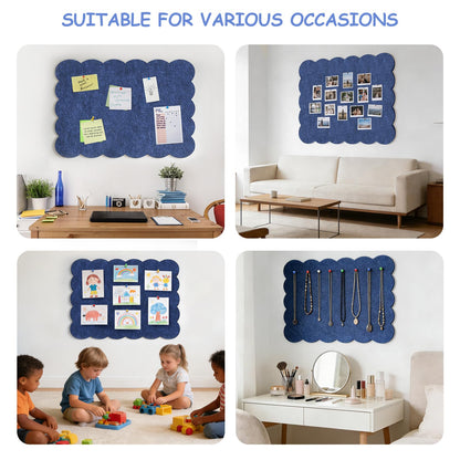 Felt Bulletin Board 24" x 18" Cork Board Alternative,Decorative Felt Pin Board Foldable Cork Boards for Walls Self-Adhesive Cork Board for Home Office Classroom Pin Board (Dark Blue)