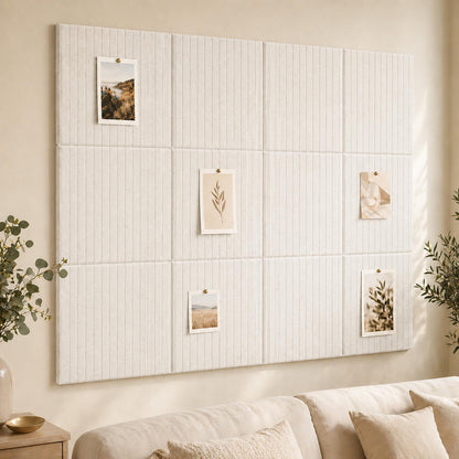 Baysola Stripe Felt Bulletin Board Panels 48 x 36 Inch Self Adhesive Wall Tiles Cork Board Alternative for Office Classroom Photos Notes 12 Pack