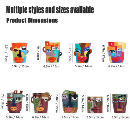 XMGZQ Abstract Cubism Face Planter,Pop Art Sculpture & Vase Decor,Unique Picasso Style Flower Pot,for 4-6 Inch Succulents & Houseplants,Drainage Hole Included,Statement Gift (Industrial)