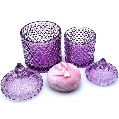 YILUSHENGHUA Colorful Glass Jar With Lid,Crystal Candy Dish,Cookie Jars,Purple Halloween Candy Bowl,Buffet Biscuit Containers,Decorative Jar(Large-PInk Purple)