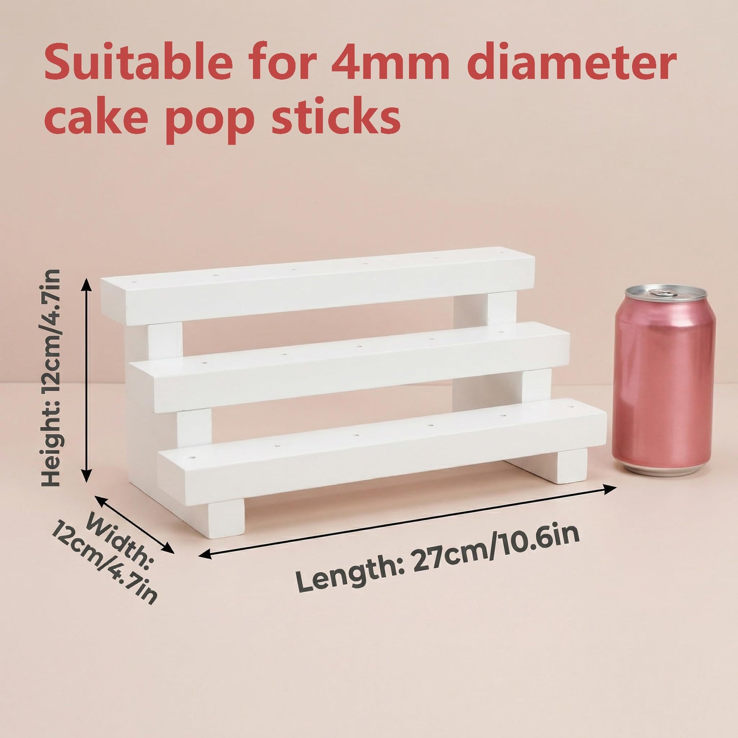 NANGOPOP Cake Pop Stand Display Riser - 3 Tier Wood Lollipop Holder, 17 Hole Sucker Stand for Dessert Table of Wedding, Birthday Party - White, Collapsible, Fit 5/32" (4mm) Lollipop Sticks