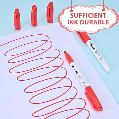 Affisure Red Permanent Markers Bulk, 75 Count, Quick Drying and Fade Resistant, Fine Point Marker works on Paper, Plastic, Metal, Wood, Perfect for Classroom, Home, Office