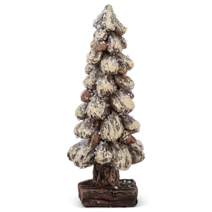 Transpac Rustic Snowy Tree Cream and Brown 5 Inch Resin Figurine Set of 3