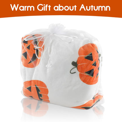 Yiyhuxf Halloween Pumpkin Face Blanket - Orange Flannel Fleece Throw for Home, Living Room, Bed, Chair Decor - 60"x50"