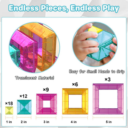 48 PCS Sensory Stacking Blocks, Light Table Compatible Building Blocks, STEM Educational Learning Resources for Toddlers Boys Girls Ages 3+