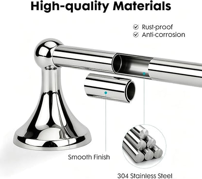 Antique Bathroom Towel Bar Polished Chrome, 24 Inch Towel Racks for Bathroom Wall Mounted,Bathroom Towel Holder,Home Decor Towel Rod Chrome