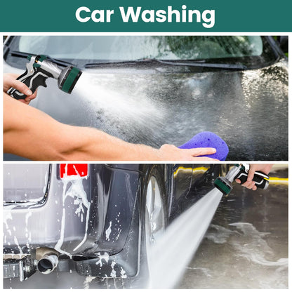 Seatern Garden Hose Nozzle, Heavy Duty Metal Water Hose Sprayer Nozzle with 8 Spray Patterns, High Pressure Handheld Nozzle with Flow Control for Lawn & Plant Watering, Car Washing – Forest Green