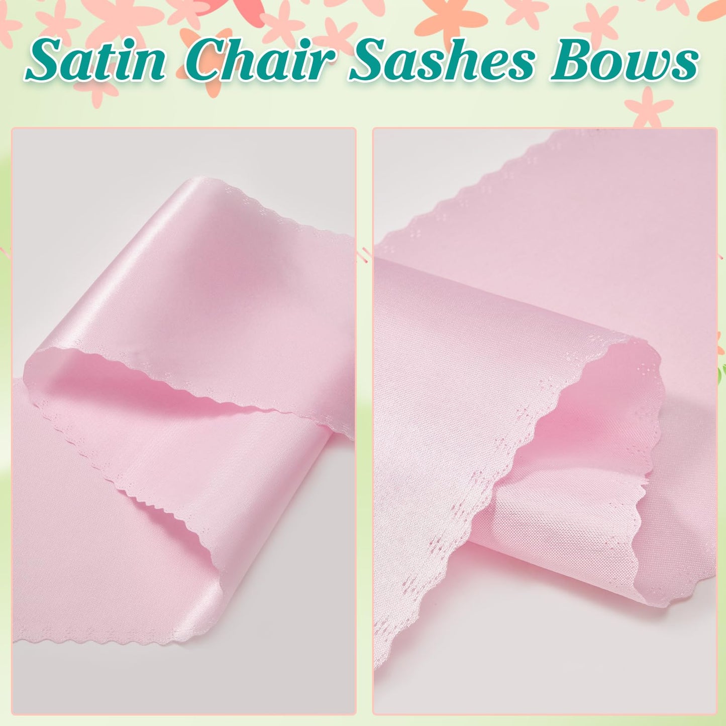 Pack of 60 Pink Satin Chair Sashes Bows Ties Upgraded 7 X 108 Inch Chairs Ribbons for Festive Hotel Wedding Ceremony Halloween Victorian Xmas Holiday Thanksgiving Party Banquet Event Decoration