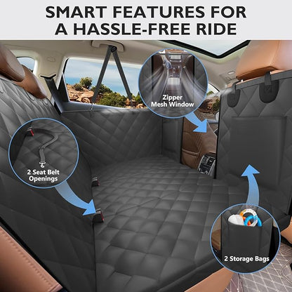 Back Seat Extender for Dogs-Large Space, Hard Bottom Egg Crate Foam Soft Dog Car Seat Cover, Sturdy Backseat Extender for Dogs, Waterproof Pet Car Bed Dog Hammock for Car, SUV, Truck