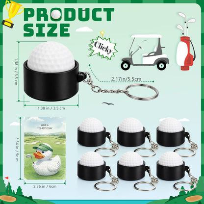 Junkin 12 Set Golf Party Favors 3D Golf Clicker Fidget Keychain with Motivational Cards, Stress Relief Keychain Gifts for Men, Fathers Day Dad Gift, Team Player Gift, Graduation Gifts