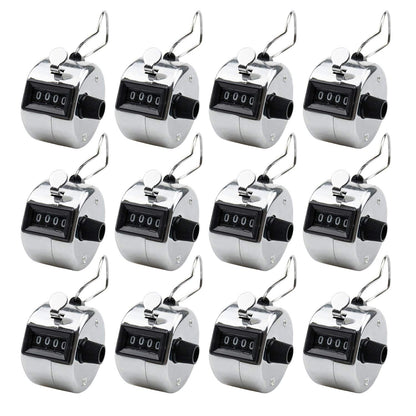 Foraineam 12 Pack Hand Tally Counters Digital Lap Counter Clicker Handheld 4 Digit Mechanical Number Click Counter