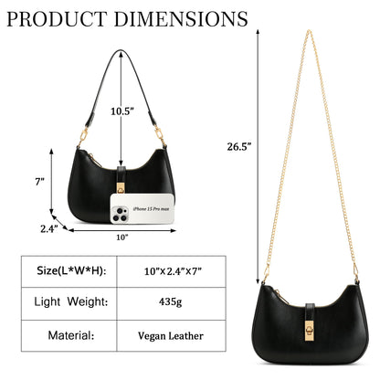 KKXIU Shoulder Bag for Women Cute Hobo Handbag and Vegan Leather Retro Small Clutch Purse with Zipper Closure