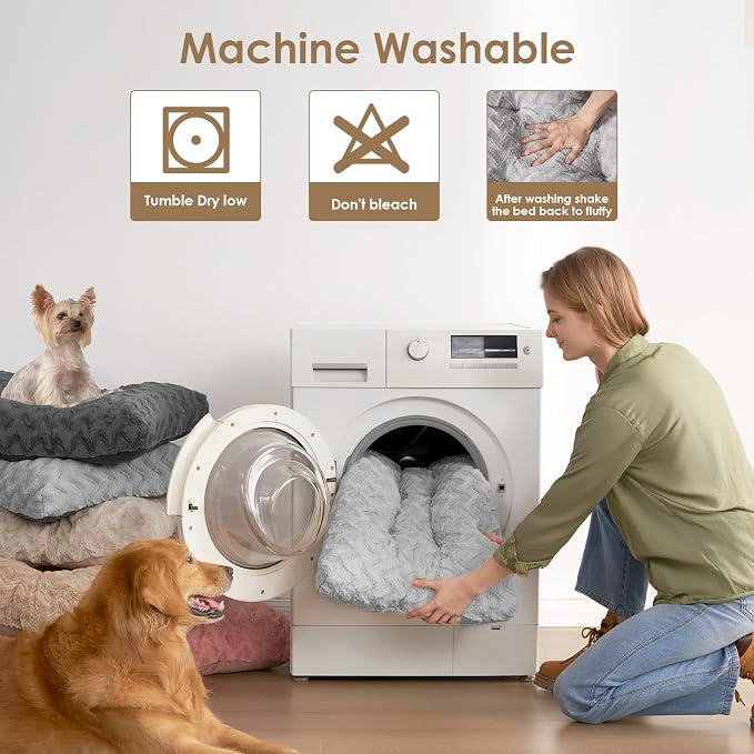 EHEYCIGA Washable Small Dog Bed for Crate 23x18 Inch, Kennel Pad for Puppy Up to 25 lbs, Plush and Comfy Pet Sleeping Mat, Grey