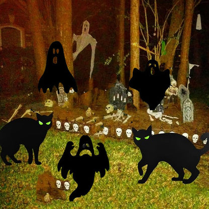 MYBOLE 6 Pack Halloween Black Scare Cat and Ghost Statues Party Decorations Yard Signs with Stakes