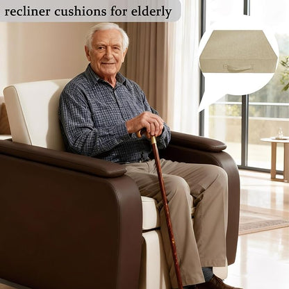 Recliner Cushion for Elderly, 20'' x 20'' x 5" Thick for Seniors Recliners Booster Seat Cushions High-Density Foam Couch, Chairs Support Pad Relief Pain Pressure (Beige)