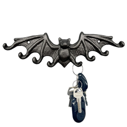 Hallocool Gothic Bat Wall Hooks Rustic Black Cast Iron Bat Key Hooks with Wings Decorative Bat Hooks for Hanging Keys, Dog Leash, Key Bag, Bracelet, Umbrella, Towel