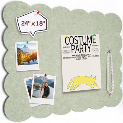 Felt Bulletin Board 24" x 18" Cork Board Alternative,Decorative Felt Pin Board Foldable Cork Boards for Walls Self-Adhesive Cork Board for Home Office Classroom Pin Board (Sage Green)