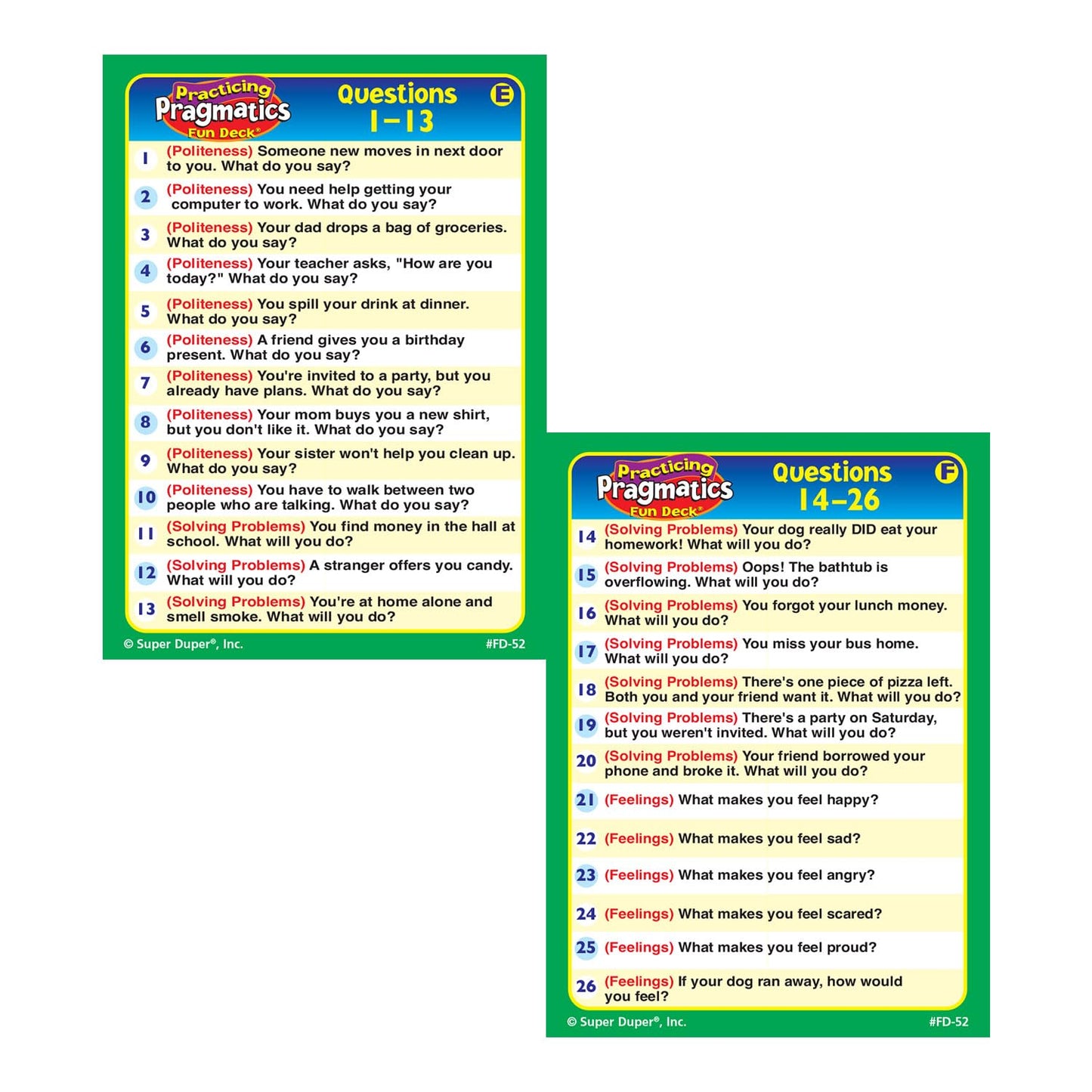 Super Duper Publications | Practicing Pragmatics Fun Deck | Conversation and Social Skills Flash Cards | Educational Learning Materials for Children