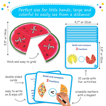 112 PCS Yummy Magnetic Fractions - Magnetic Fraction Tiles & Circles, Bars, Classroom Math Manipulatives, Fraction Manipulatives for Elementary Teachers 2nd, 3rd, 4th, 5th Grade - Simply Magic
